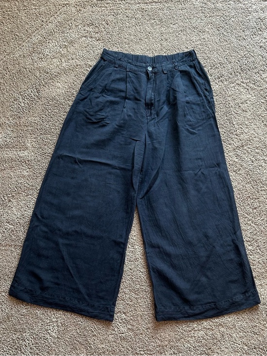 Young Fabulous & Broke Pants - Young Fabulous & Broke Wide Leg Pants in Navy Linen-blend